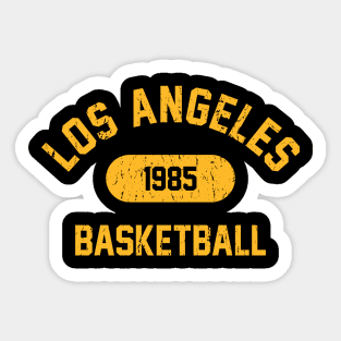 Retro 1985 Los Angeles Basketball Distressed Varsity Logo (Gold) Sticker